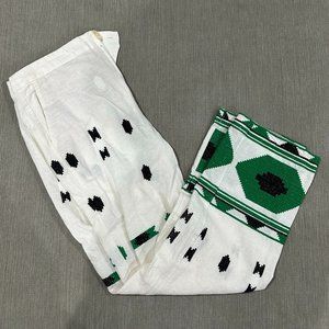 Zara Embroidered Linen Pants - Straight Crop